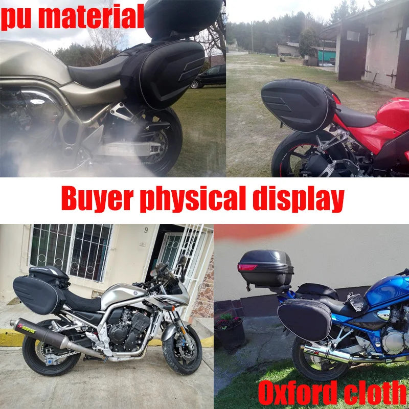 Motorcycle Waterproof Saddle Bag / Motorcycle Side Helmet Riding Travel Bags + Rain Cover One Pair