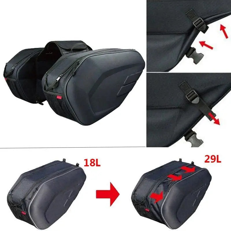 Motorcycle Waterproof Saddle Bag / Motorcycle Side Helmet Riding Travel Bags + Rain Cover One Pair