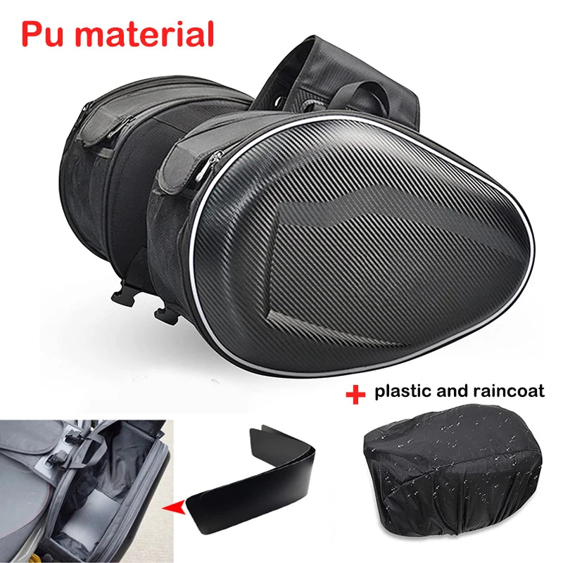 Motorcycle Waterproof Saddle Bag / Motorcycle Side Helmet Riding Travel Bags + Rain Cover One Pair
