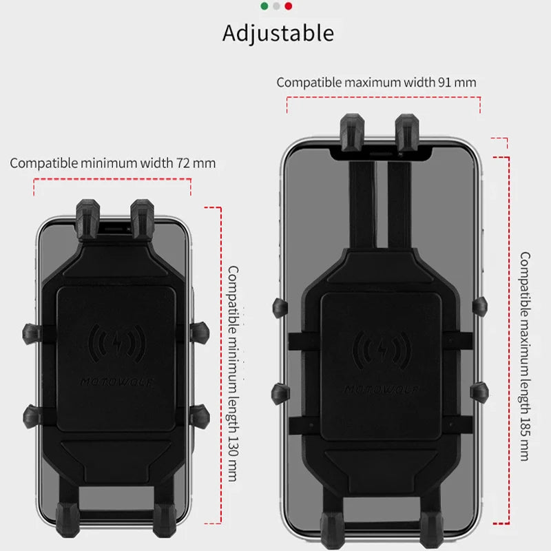 Motorcycle Wireless Charging Phone Holder Cradle 3.0 Quick Charger GPS Moto Support Cellphone Handlebar Mount for 4-7 Inch Phone